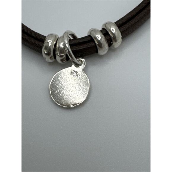 950 Sterling Silver Brown Leather Bracelet Tree Of Life Charm - Picture 5 of 6